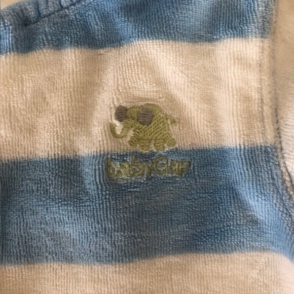 BABY GAP Velour Blue White Stripe Long Sleeve Pocket One Piece 3-6 Mos - Picture 4 of 15